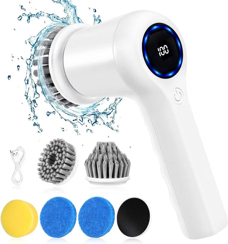 🧼Cepillo de Limpieza de Baño 5 en 1 Eléctrico con Pantalla LED