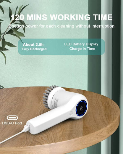 🧼Cepillo de Limpieza de Baño 5 en 1 Eléctrico con Pantalla LED